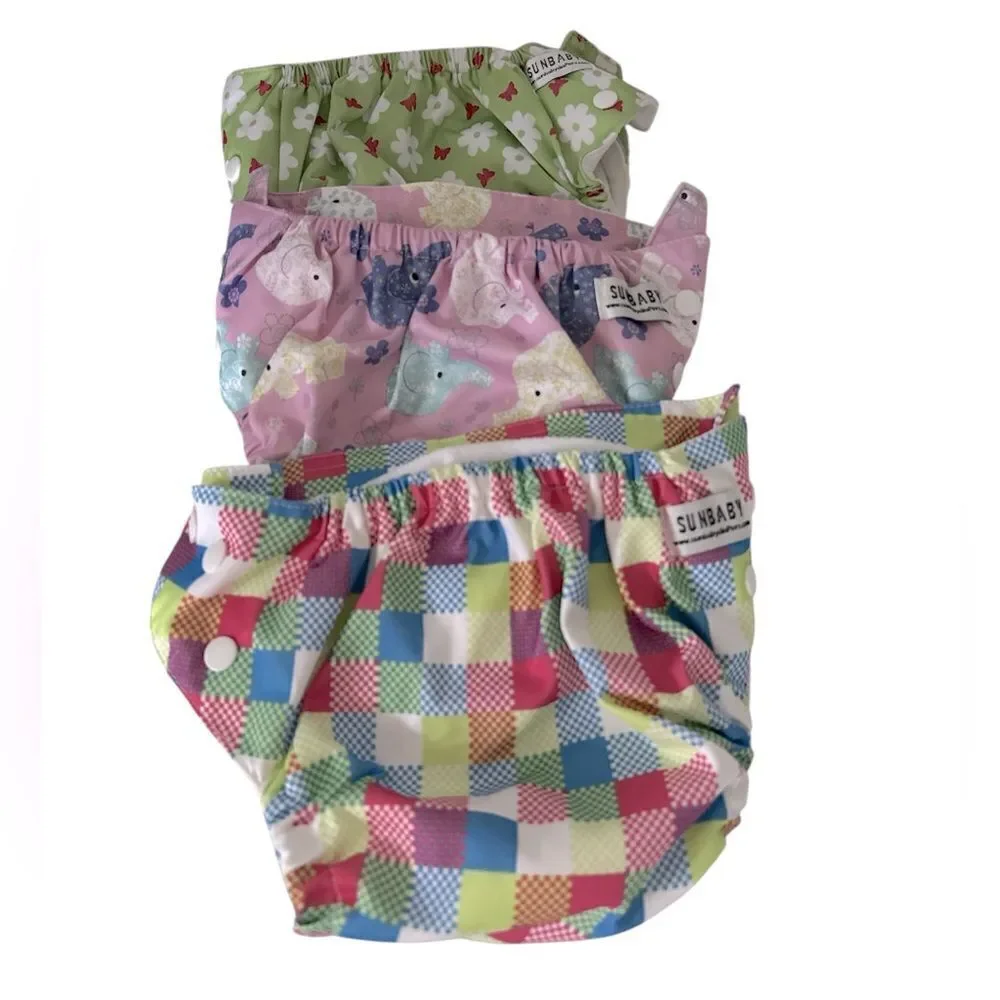 Bundle of 6 SUNBABY Cloth Diapers EUC